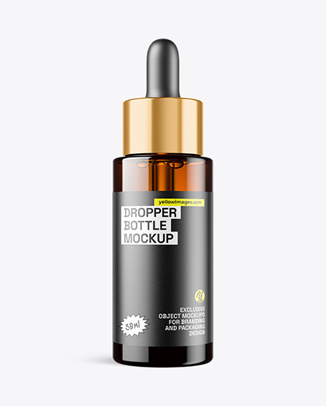 Amber Glass Dropper Bottle Mockup