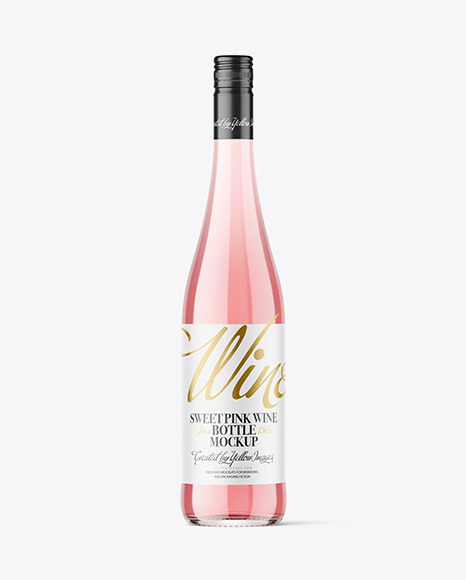 Clear Glass Pink Wine Bottle Mockup