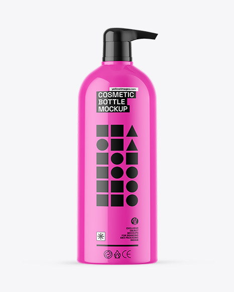 Glossy Cosmetic Bottle With Pump Mockup