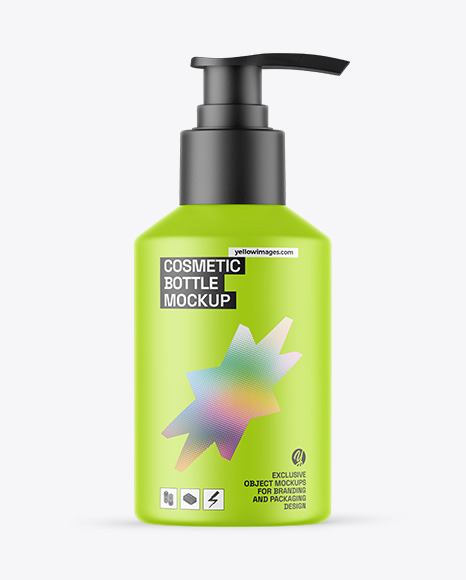 Matte Cosmetic Bottle With Pump Mockup