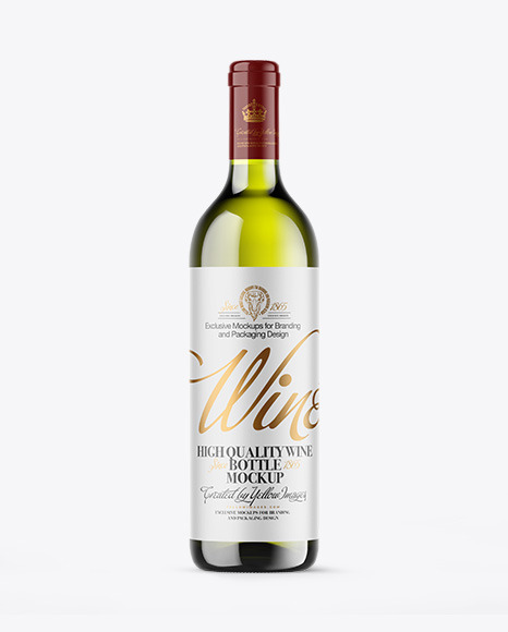 Green Glass White Wine Bottle Mockup