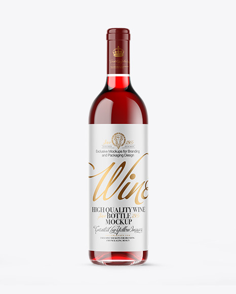 Clear Glass Red Wine Bottle Mockup