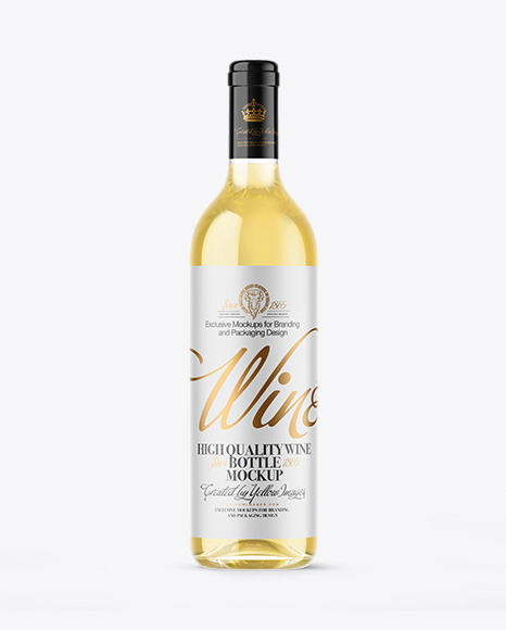 Clear Glass White Wine Bottle Mockup