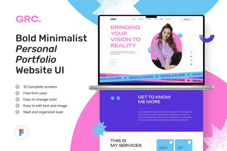 Grace – Bold Minimalist Personal Portfolio Website Design UI Template