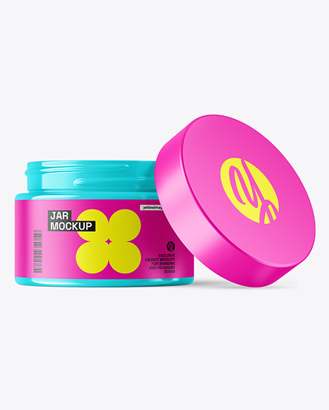 50ml Opened Glossy Jar Mockup