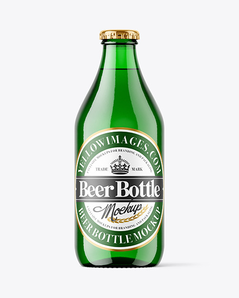 Green Glass Beer Bottle Mockup
