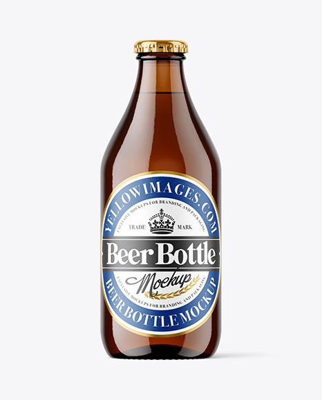 Amber Glass Beer Bottle Mockup