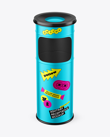Matte Metallic Gallon Ashtray Receptacle Mockup