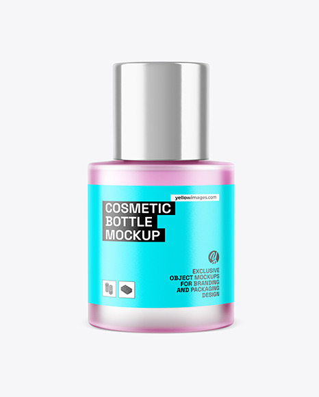 Frosted Clear Glass Cosmetic Bottle Mockup