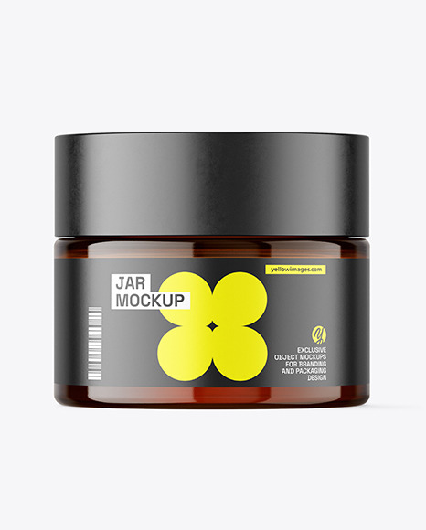 Amber Glass Cosmetic Jar Mockup