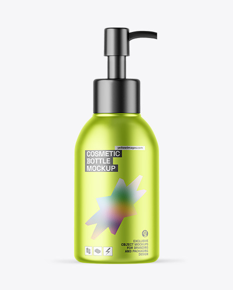 Matte Metallic Cosmetic Bottle With Pump Mockup