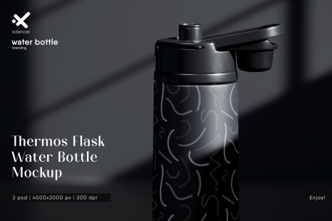 Thermos Flask Water Bottle Mockup
