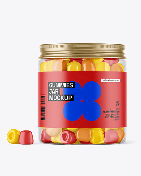 Plastic Jar with Gummies Mockup