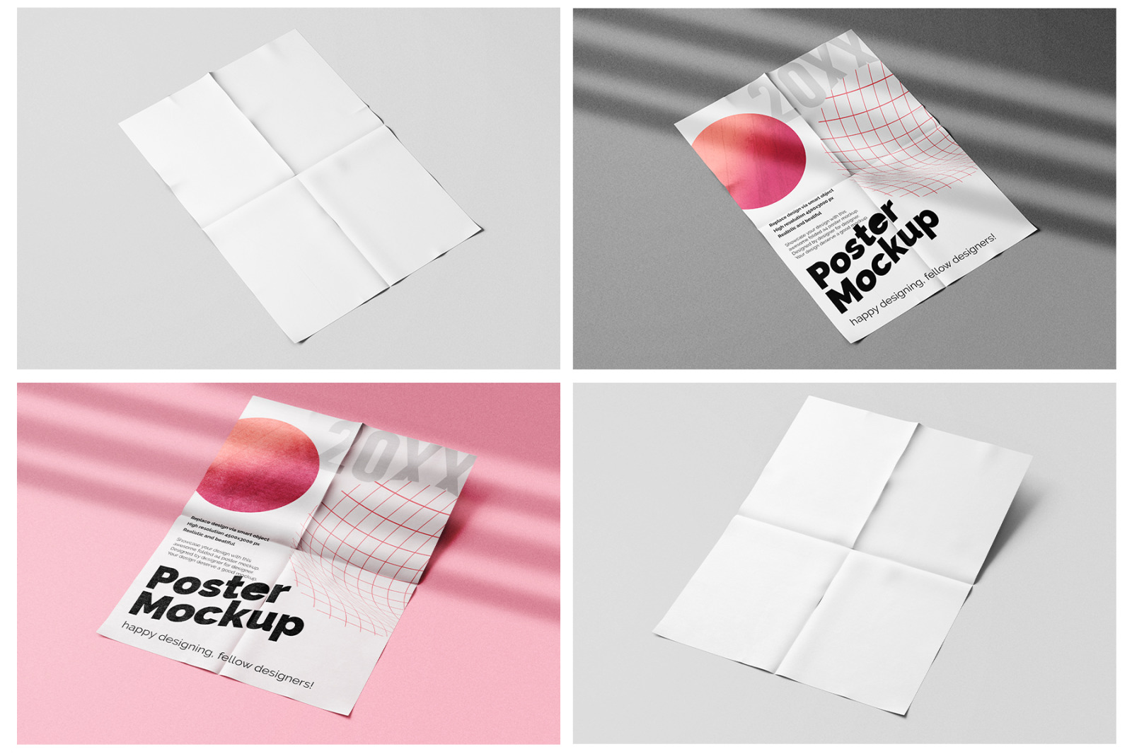 A4 Paper Folded Poster PSD Mockup Pack on Yellow Images Creative Store