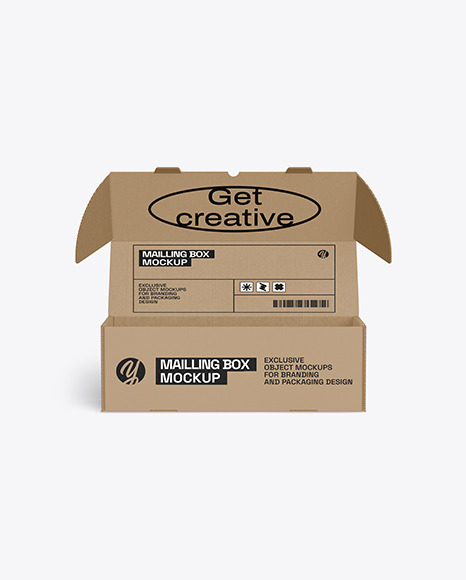 Opened Corrugted Paper Mailing Box Mockup
