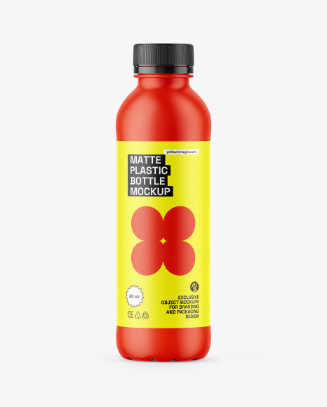 Matte Plastic 20oz Bottle Mockup