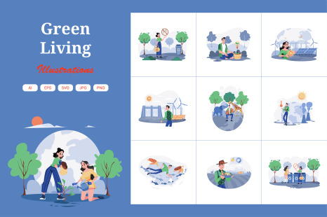 M707_Green Living Illustration Pack