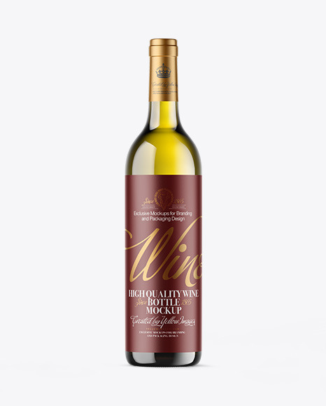 Antique Green Glass White Wine Bottle Mockup