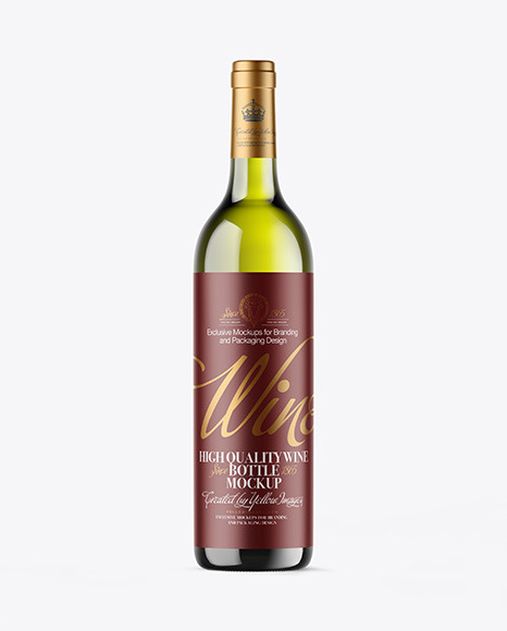 Green Glass White Wine Bottle Mockup