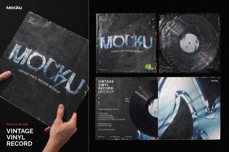 Vintage Vinyl Record Mockup Bundle - Vol.1