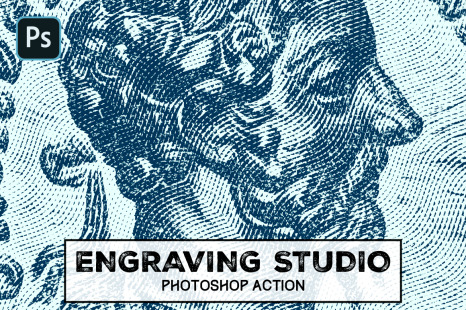 Engraving Studio Hatching Effect Action For Photoshop