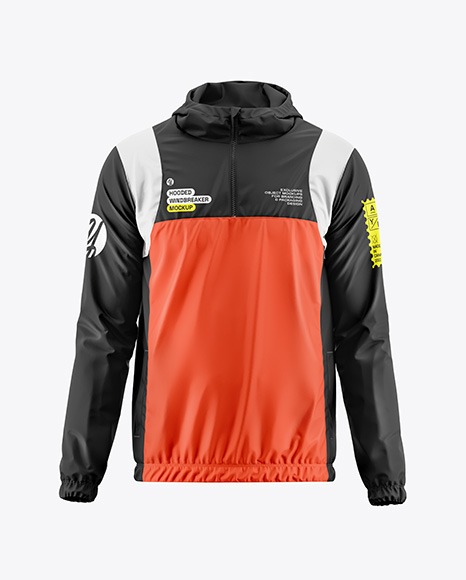 Hooded Windbreaker Mockup - Front View