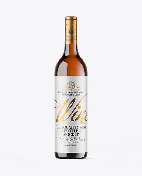 Amber Glass White Wine Bottle Mockup