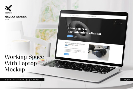 Working Space With Laptop Mockup