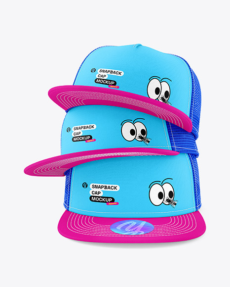 Three Snapback Caps Mockups