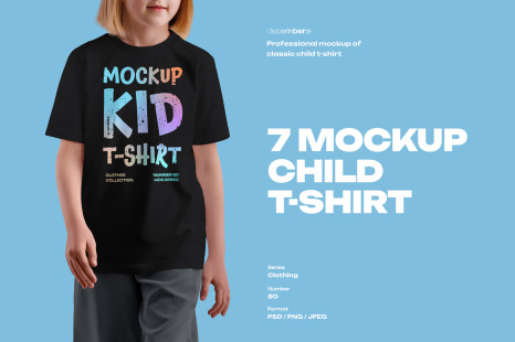 7 Mockups of a Kid's T-shirt on a Girl