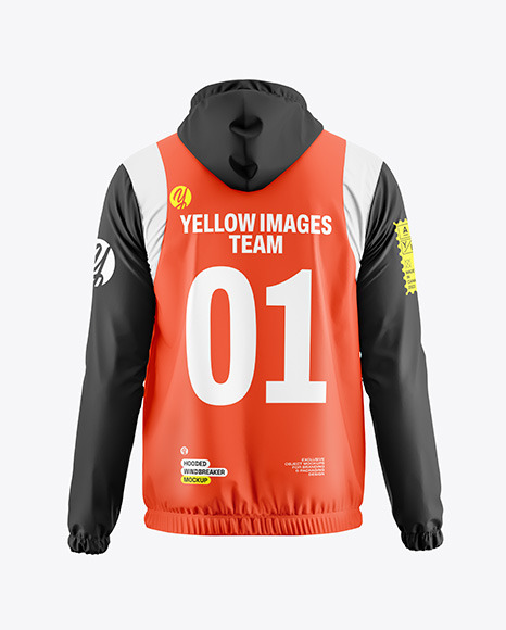 Hooded Windbreaker Mockup - Back View