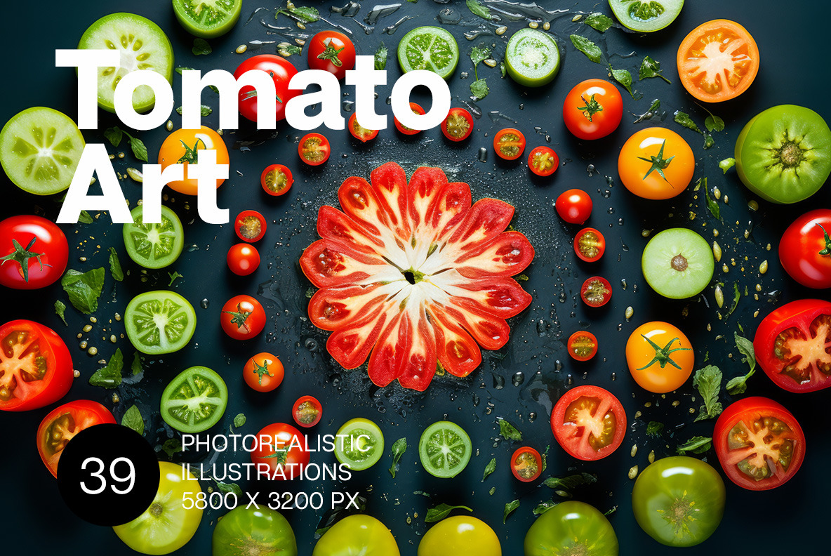 Tomato Art on Yellow Images Creative Store