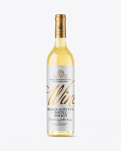 Clear Glass White Wine Bottle Mockup