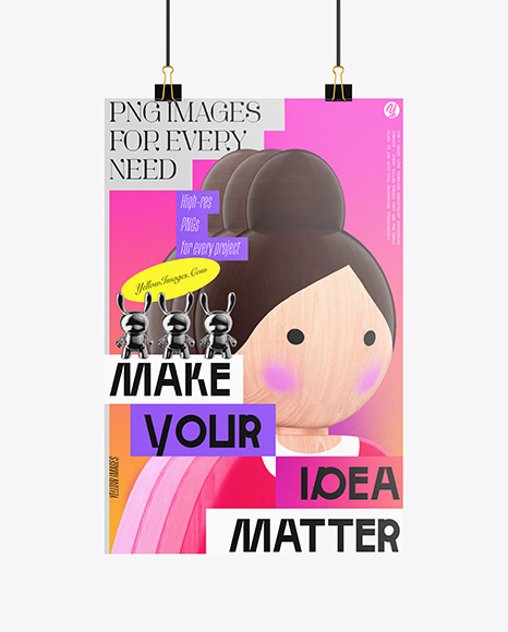 Hanging Advertisement Poster Mockup