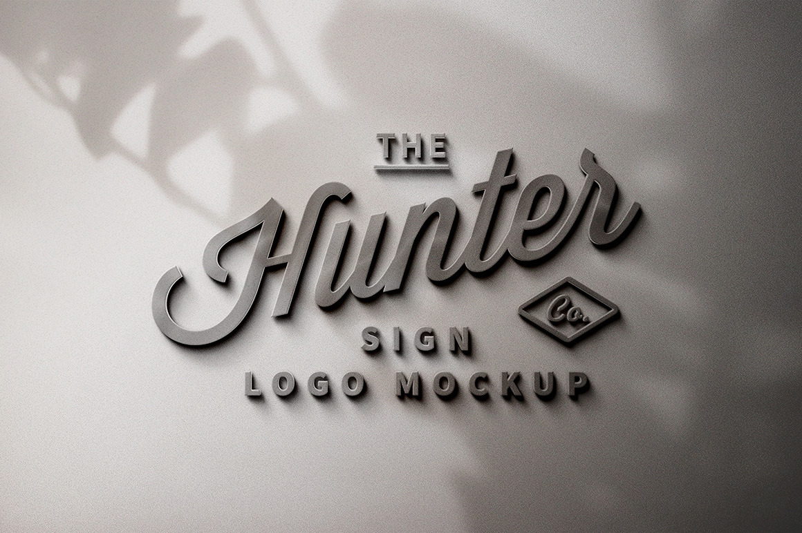 Sign Logo Mockup with Shadow Overlay Sign Logo Mockup with Shadow Overlay
