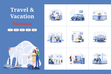 M719_Travel &amp; Vacation Illustration Pack