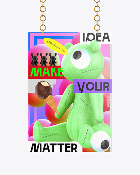 Hanging Advertisement Poster Mockup