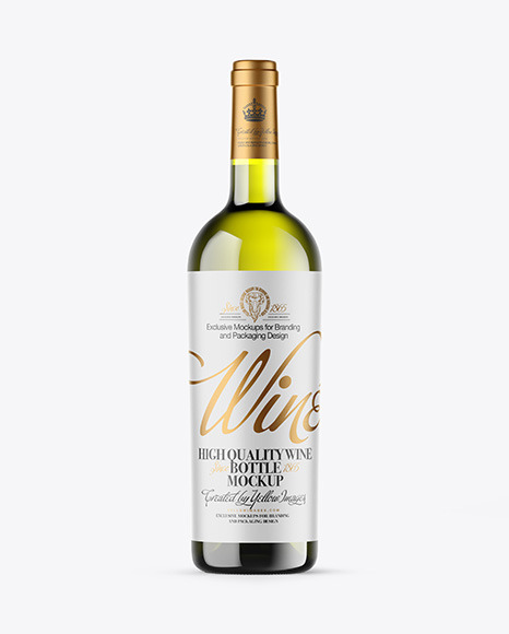 Green Glass White Wine Bottle Mockup