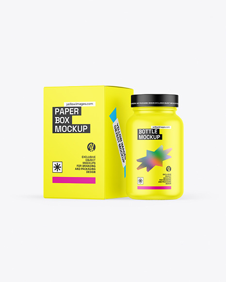 Paper Box &amp; Plastic Bottle Mockup