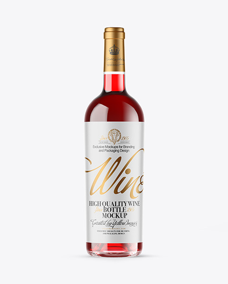 Clear Glass Red Wine Bottle Mockup
