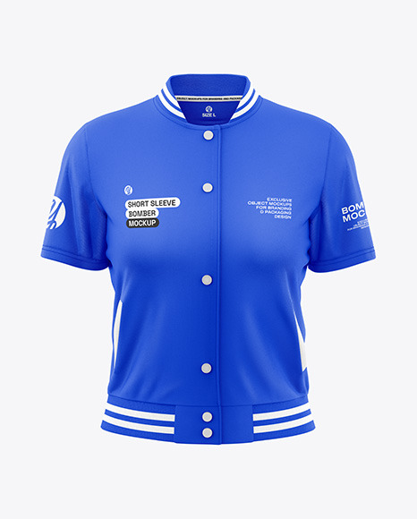 Women’s Short Sleeve Bomber Jacket Mockup - Front View