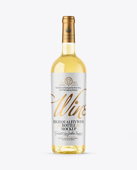Clear Glass White Wine Bottle Mockup