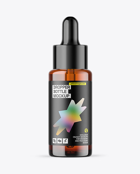 Amber Glass Dropper Bottle Mockup