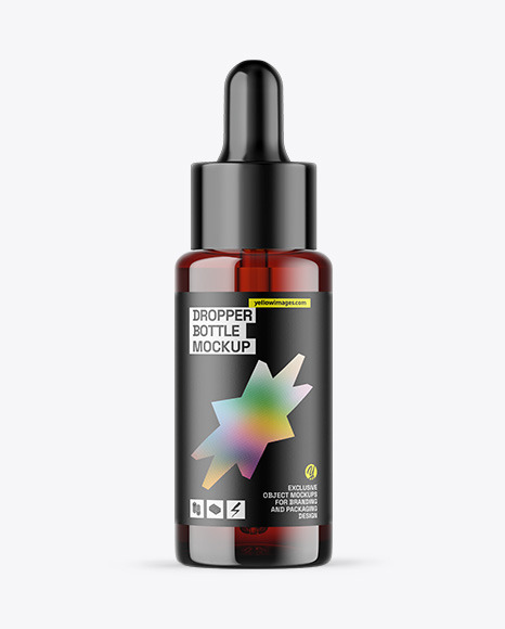 Dark Amber Glass Dropper Bottle Mockup