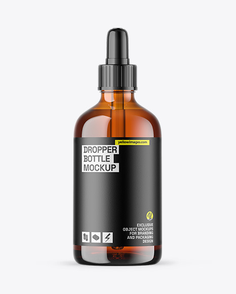 Amber Glass Dropper Bottle Mockup