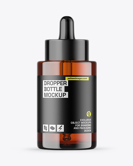 Amber Glass Dropper Bottle Mockup