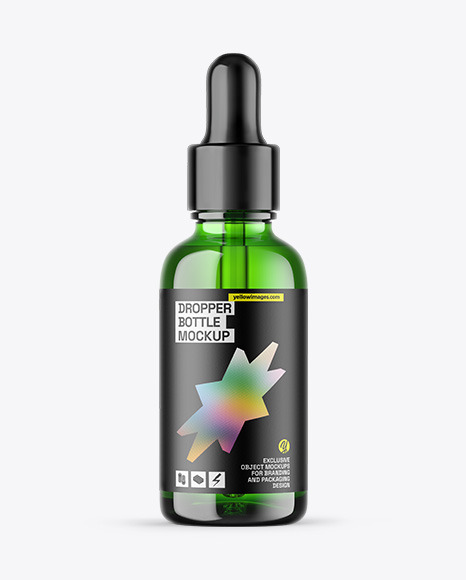 Green Glass Dropper Bottle Mockup