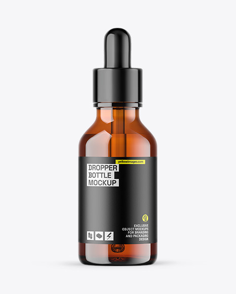 Amber Glass Dropper Bottle Mockup