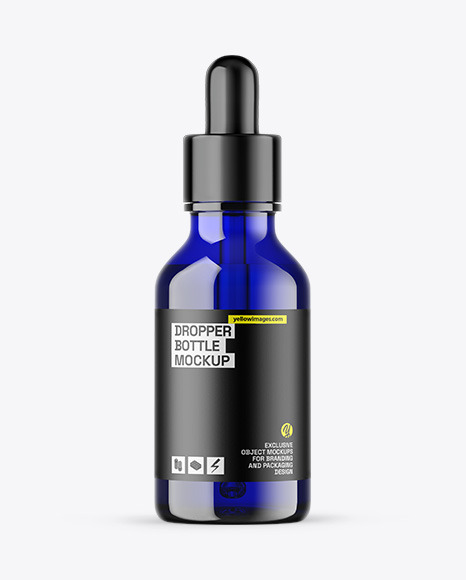 Blue Glass Dropper Bottle Mockup