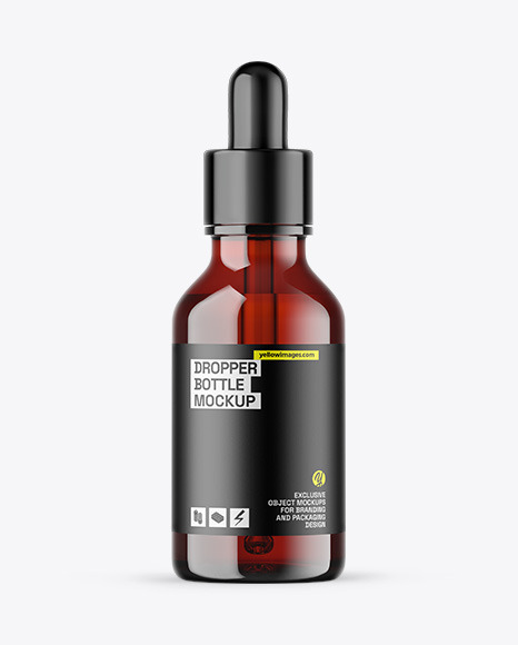 Dark Amber Glass Dropper Bottle Mockup